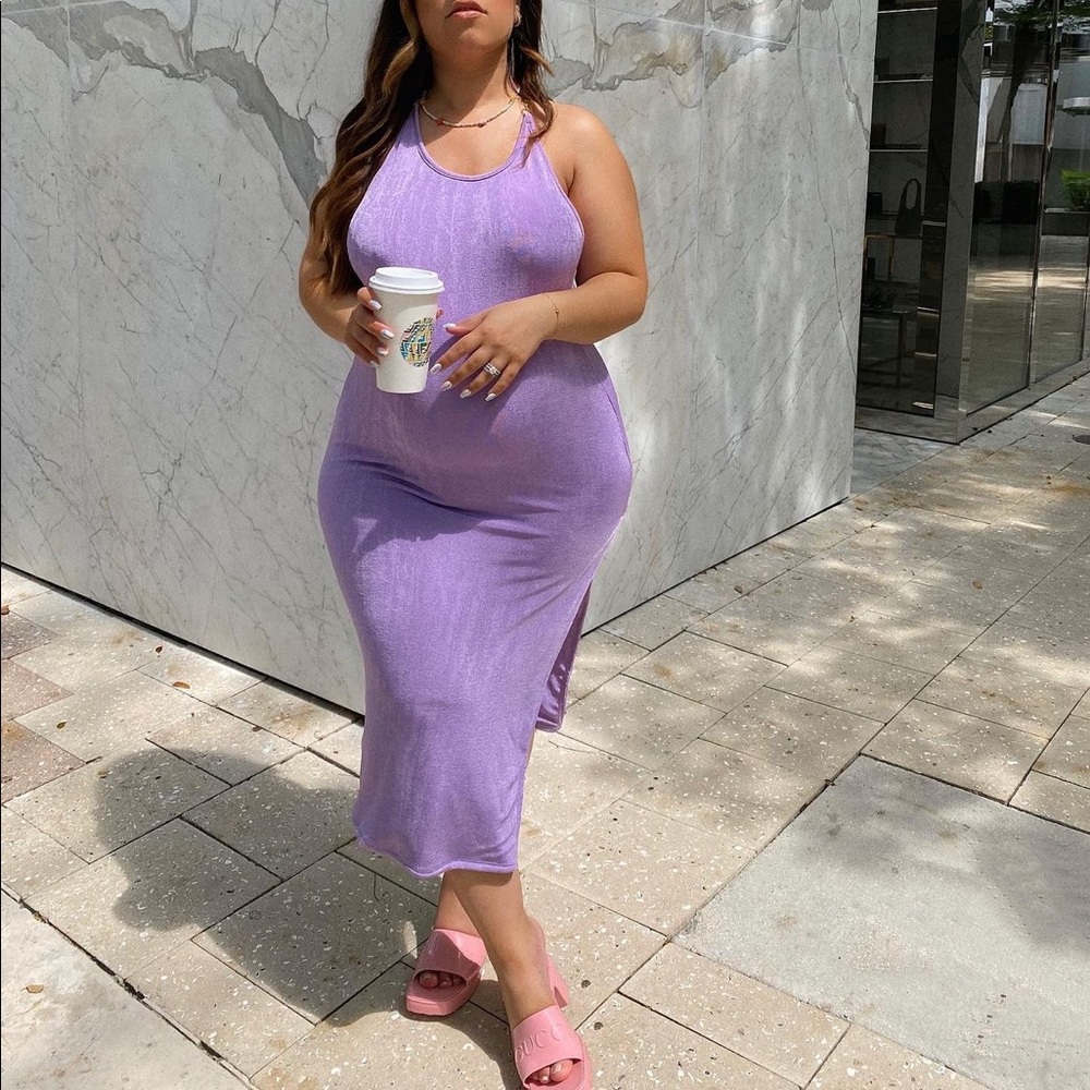 Princess Polly Dolcie Midi Lilac dress with metal ring straps size 10